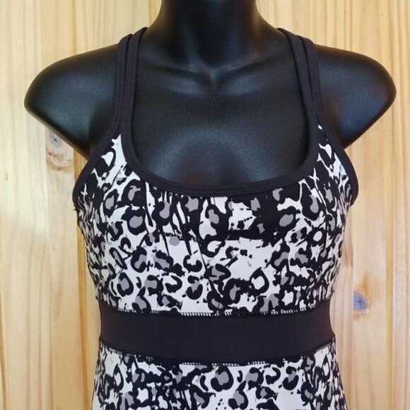 Soybu Strappy Tank Dress Womens XS Tahiti‎ Print Athletic Shelf Bra Black White - Picture 5 of 9